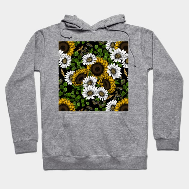 Sunflowers and daisies, summer garden 2 Hoodie by katerinamk